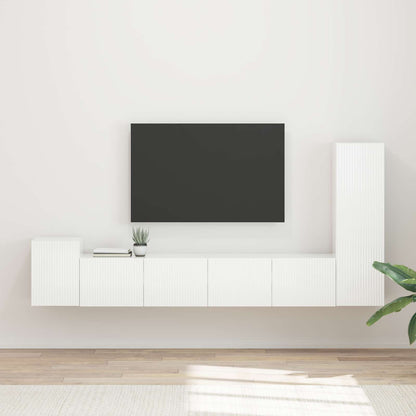Set mobile TV 3 pcs Bianco Lucido Legno multistrato