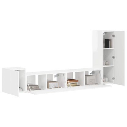 Set mobile TV 3 pcs Bianco Lucido Legno multistrato