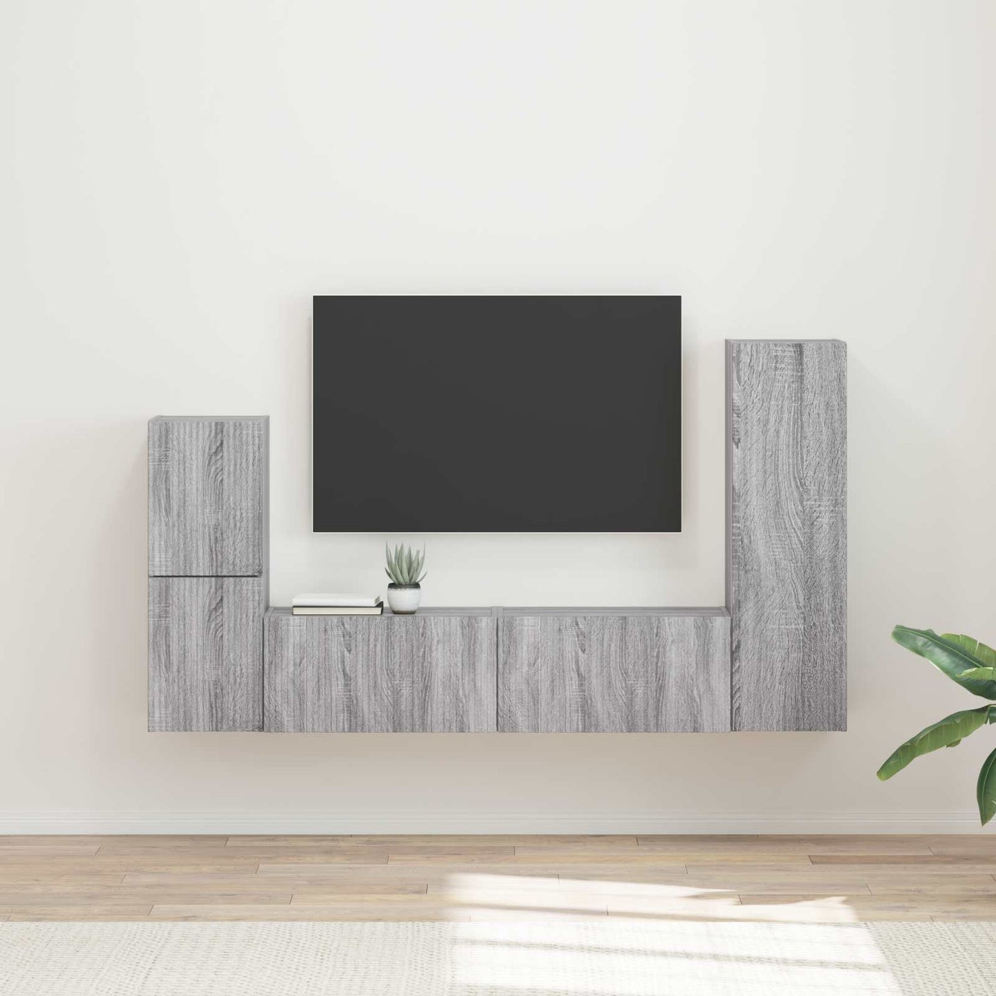 Set mobile TV 4 pcs Grigio Sonoma Legno multistrato