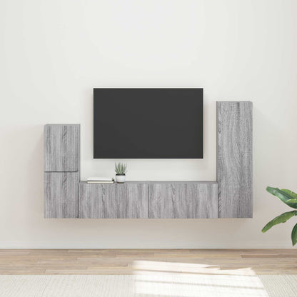 Set mobile TV 4 pcs Grigio Sonoma Legno multistrato