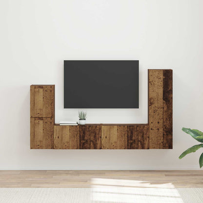 Set mobile TV 4 pcs Legno vecchio Legno multistrato