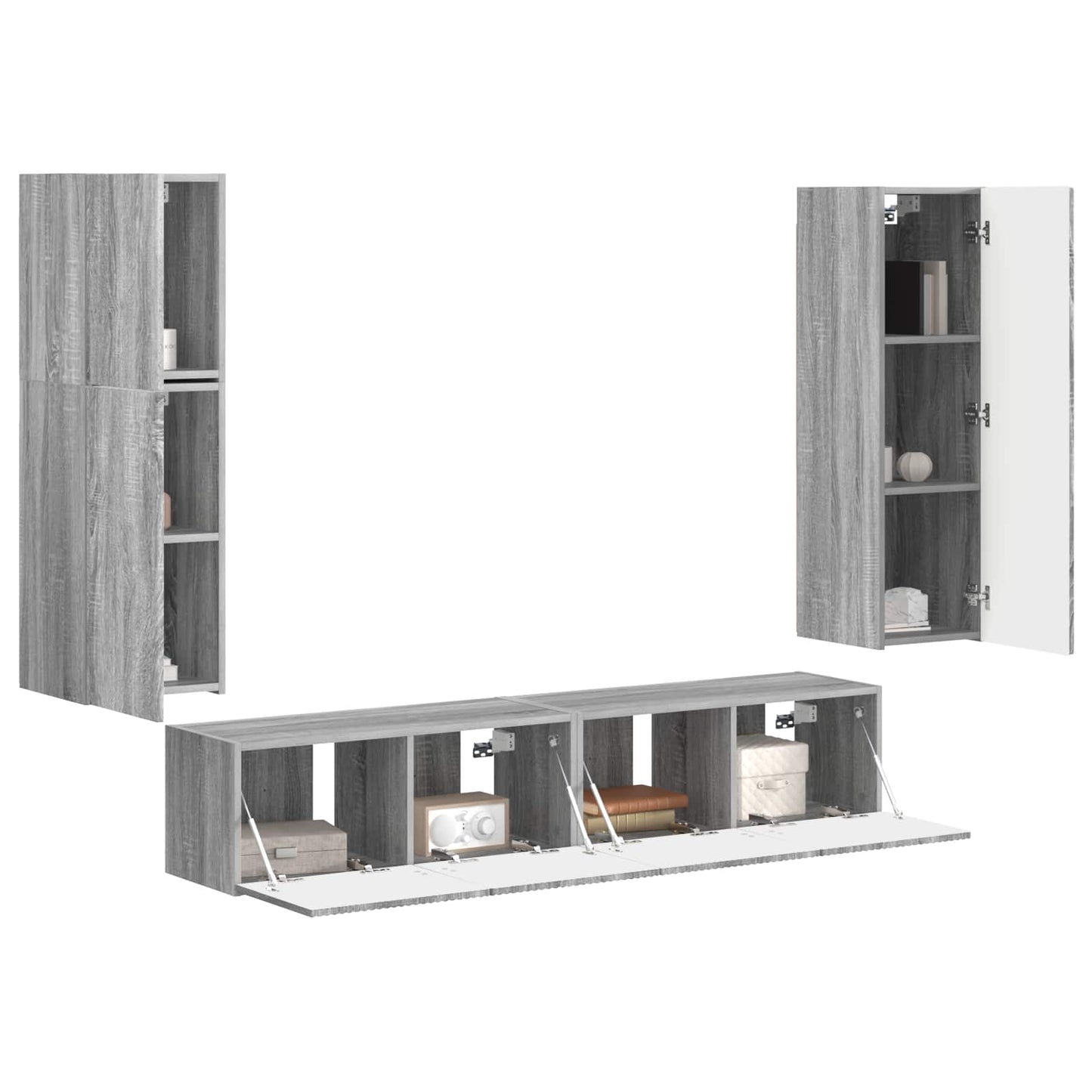 Set mobile TV 4 pcs Grigio Sonoma Legno multistrato