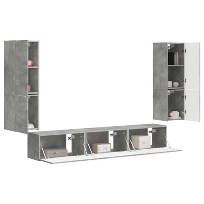 Set mobile TV 4 pcs Grigio cemento Legno multistrato