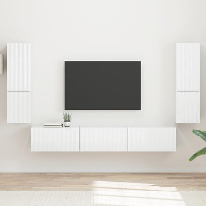 Set mobile TV 4 pcs Bianco Lucido Legno multistrato