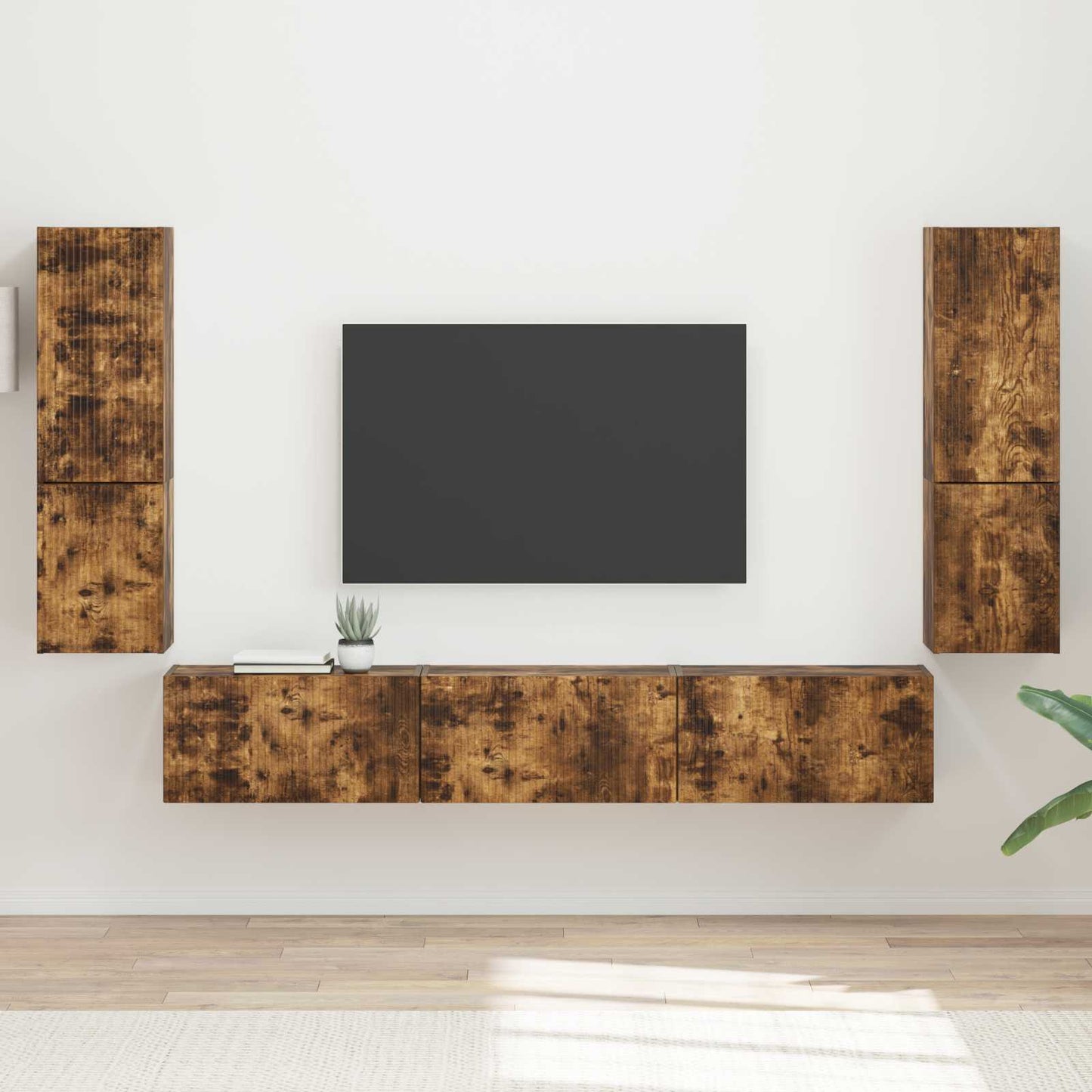 Set mobile TV 4 pcs Rovere fumÃ© Legno multistrato