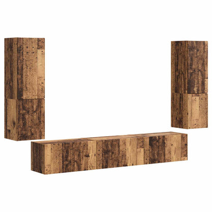 Set mobile TV 4 pcs Legno vecchio Legno multistrato