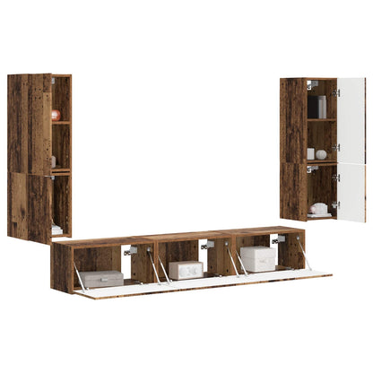 Set mobile TV 4 pcs Legno vecchio Legno multistrato