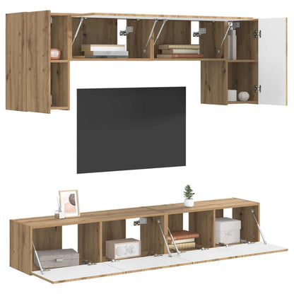Set mobile TV 5 pcs Grigio cemento Legno multistrato