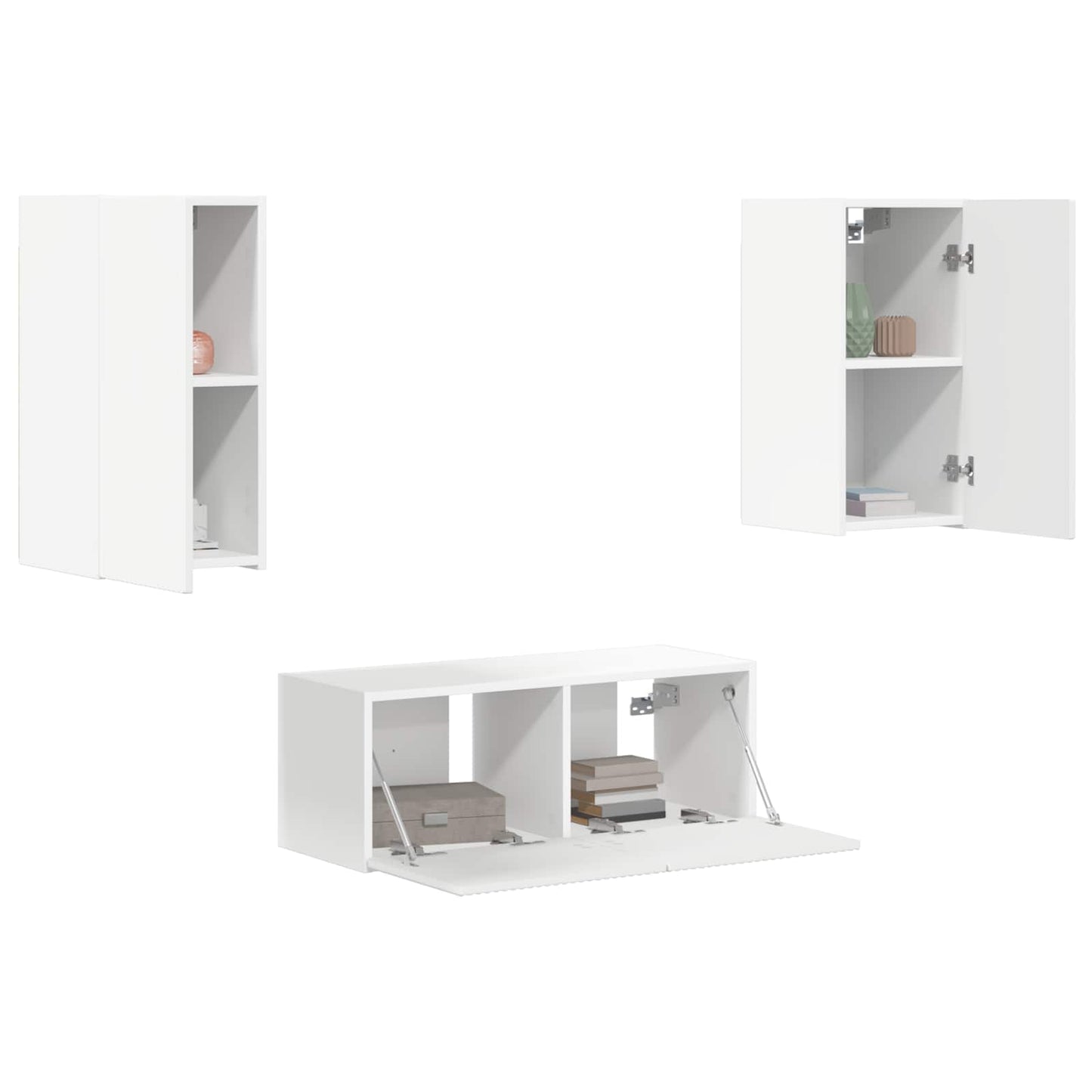 Set mobile TV Montaggio a parete 6 pcs Bianco Legno multistrato