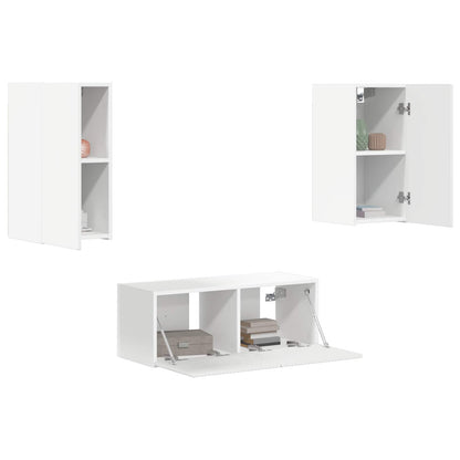 Set mobile TV Montaggio a parete 6 pcs Bianco Legno multistrato