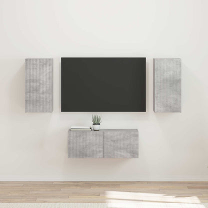 Set mobile TV 6 pcs Grigio cemento Legno multistrato