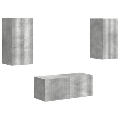 Set mobile TV 6 pcs Grigio cemento Legno multistrato