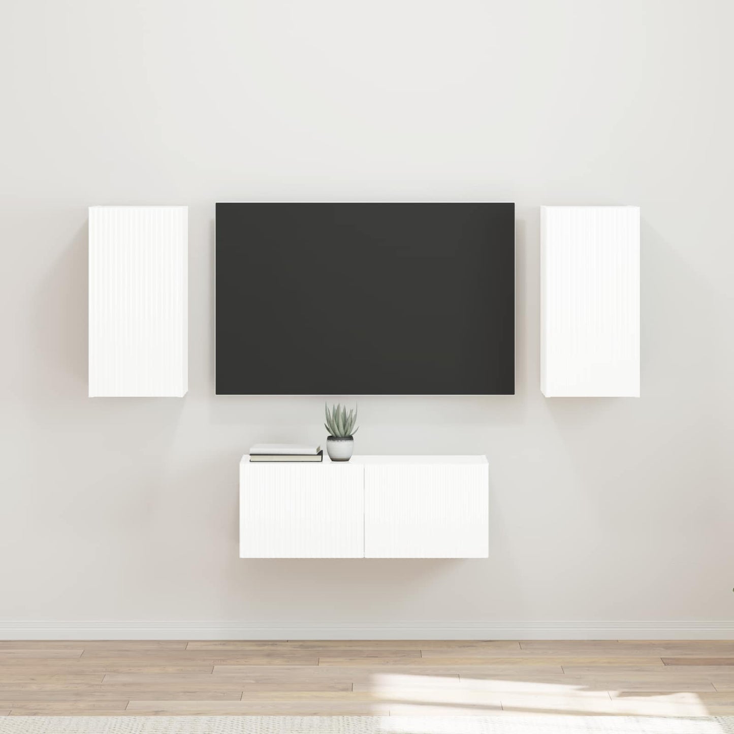 Set mobile TV 6 pcs Bianco Lucido Legno multistrato