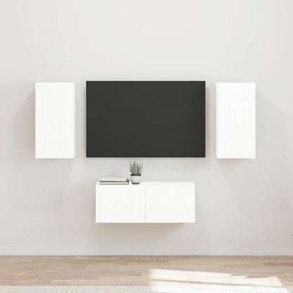 Set mobile TV 6 pcs Bianco Lucido Legno multistrato