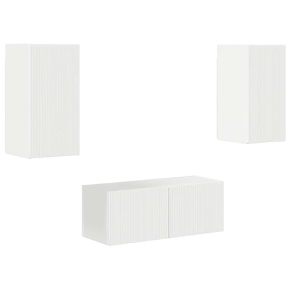 Set mobile TV 6 pcs Bianco Lucido Legno multistrato