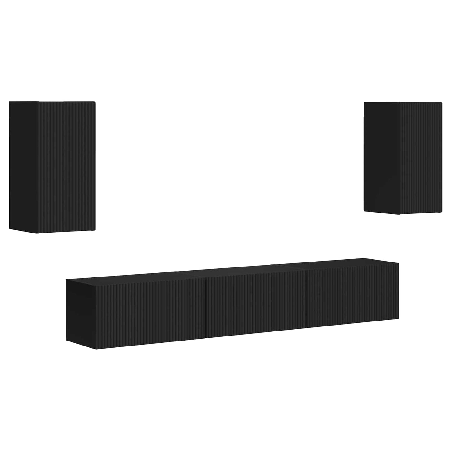 Set mobile TV Montaggio a parete 5 pcs Nero Legno multistrato