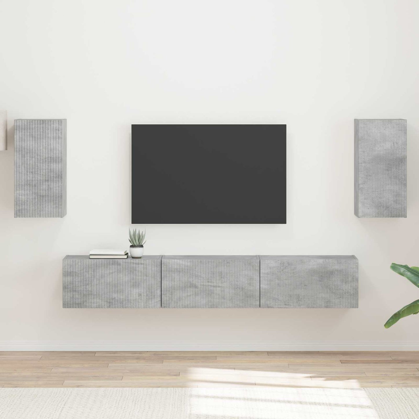 Set mobile TV 5 pcs Grigio cemento Legno multistrato