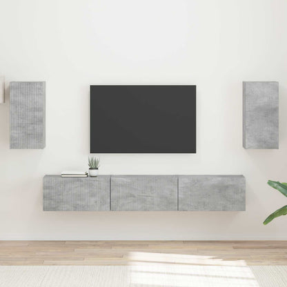 Set mobile TV 5 pcs Grigio cemento Legno multistrato