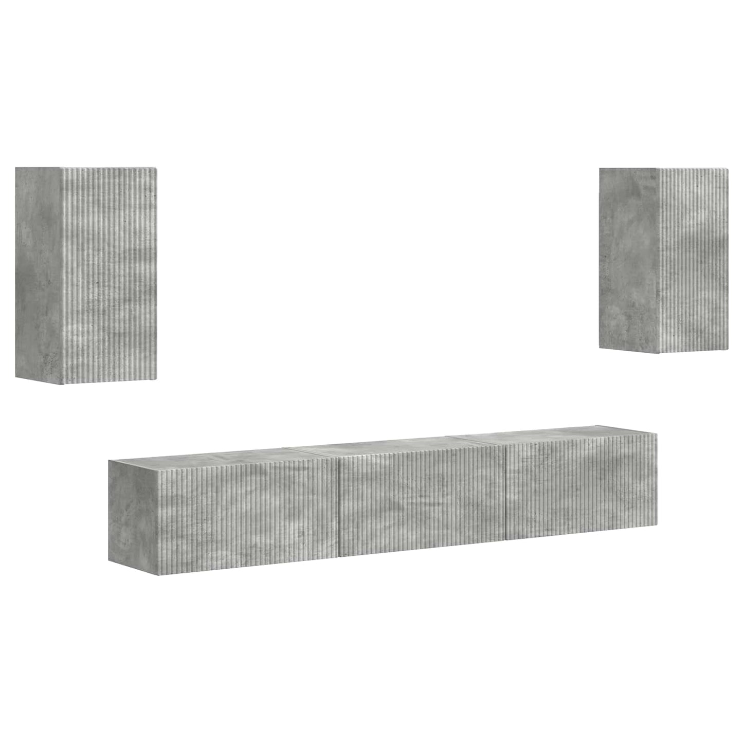 Set mobile TV 5 pcs Grigio cemento Legno multistrato