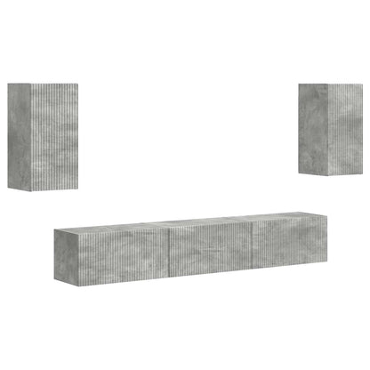 Set mobile TV 5 pcs Grigio cemento Legno multistrato
