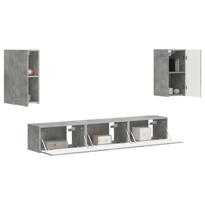 Set mobile TV 5 pcs Grigio cemento Legno multistrato