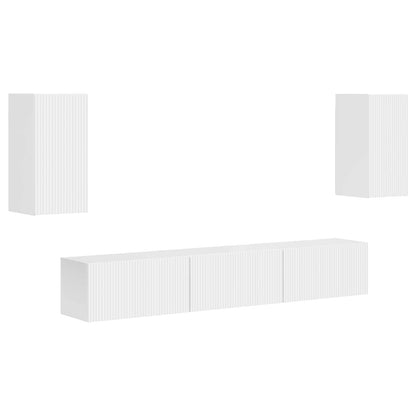 Set mobile TV 5 pcs Bianco Lucido Legno multistrato