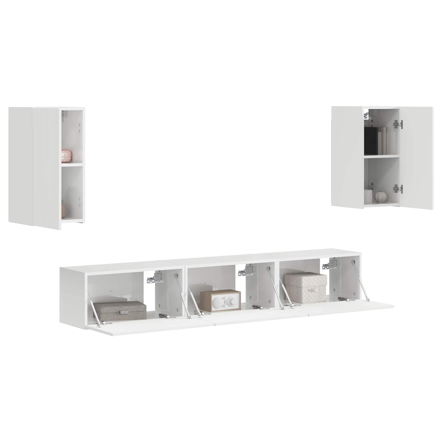Set mobile TV 5 pcs Bianco Lucido Legno multistrato