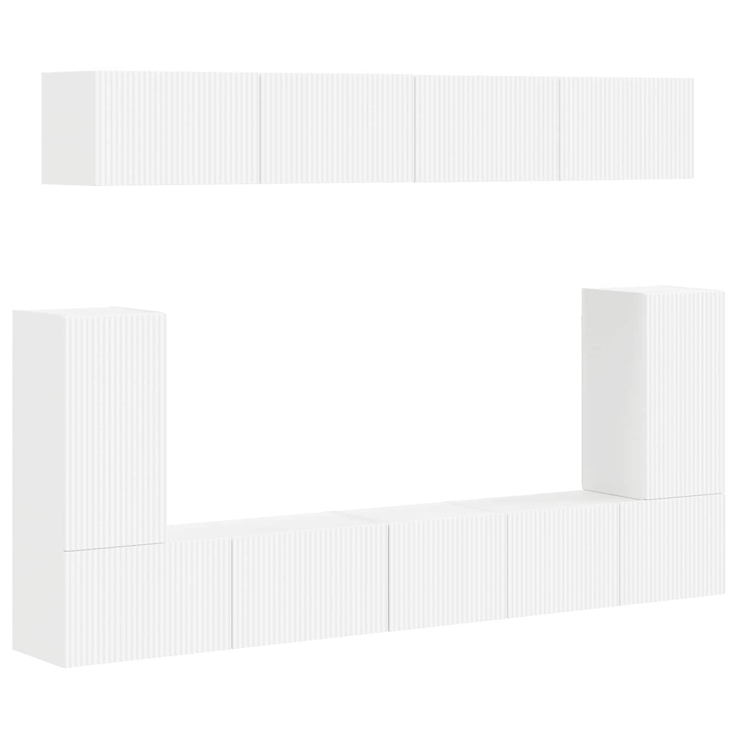 Set mobile TV Montaggio a parete 5 pcs Bianco Legno multistrato