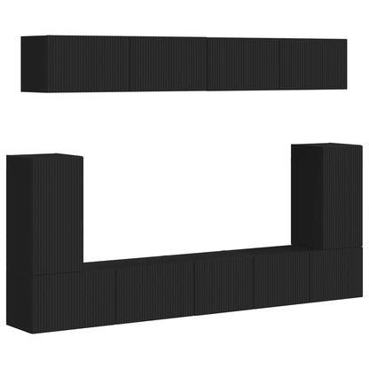 Set mobile TV Montaggio a parete 5 pcs Nero Legno multistrato