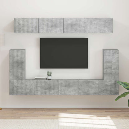 Set mobile TV 5 pcs Grigio cemento Legno multistrato