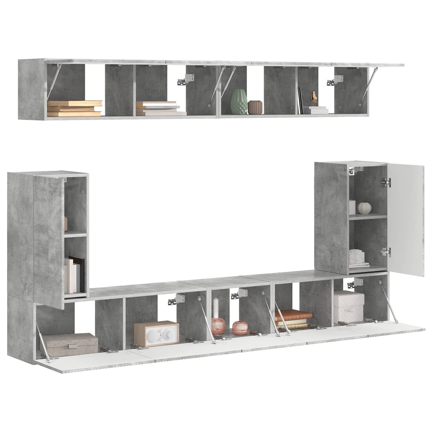 Set mobile TV 5 pcs Grigio cemento Legno multistrato