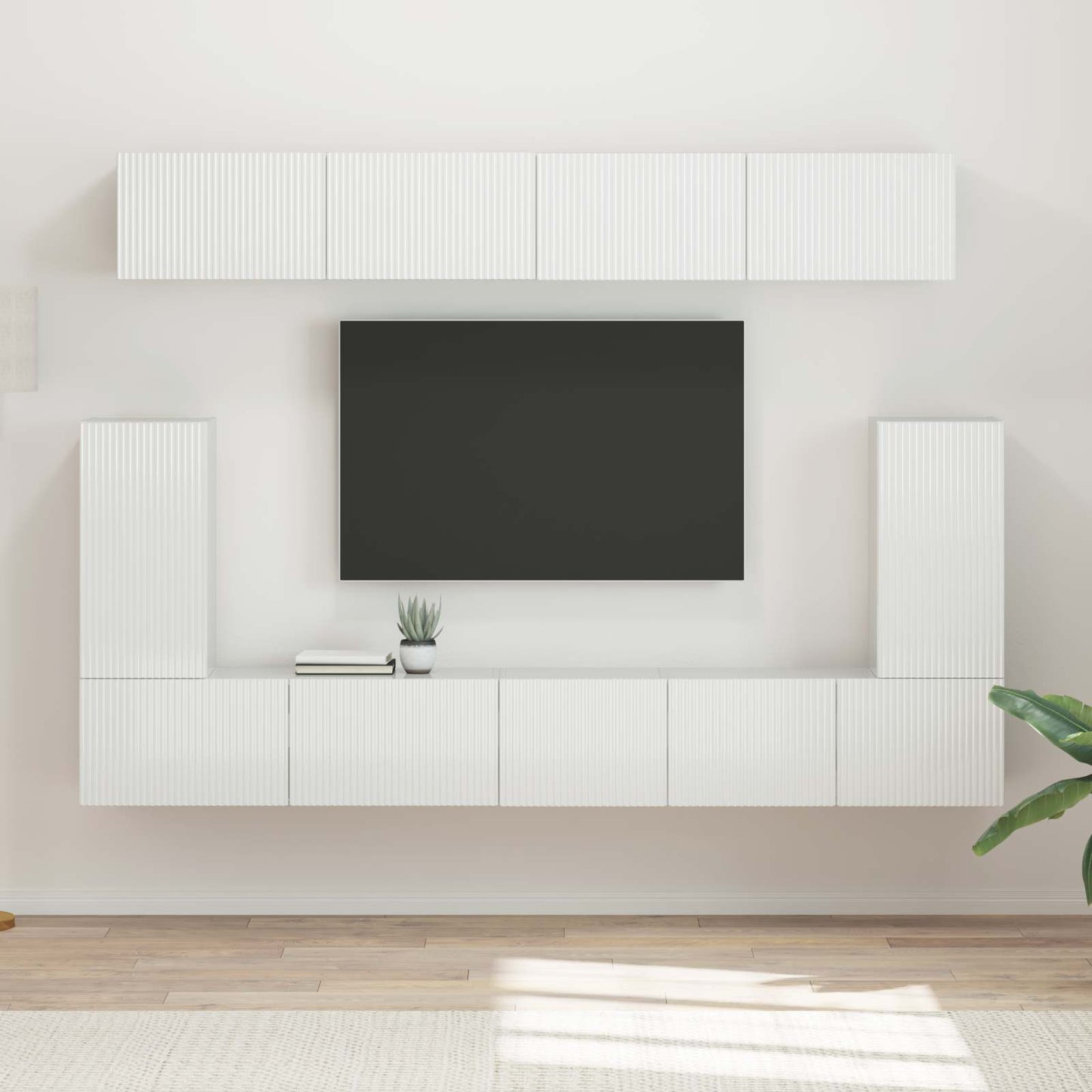 Set mobile TV 5 pcs Bianco Lucido Legno multistrato