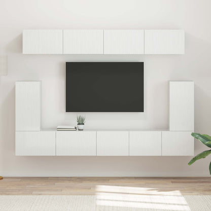 Set mobile TV 5 pcs Bianco Lucido Legno multistrato