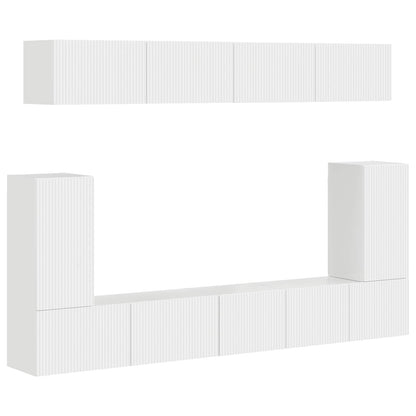 Set mobile TV 5 pcs Bianco Lucido Legno multistrato