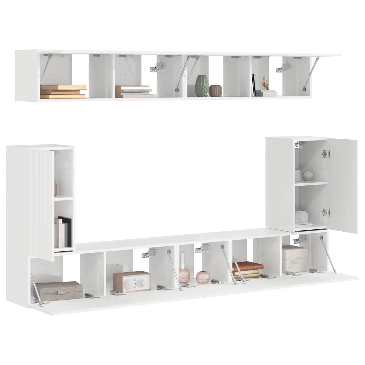 Set mobile TV 5 pcs Bianco Lucido Legno multistrato
