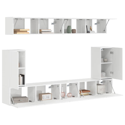 Set mobile TV 5 pcs Bianco Lucido Legno multistrato