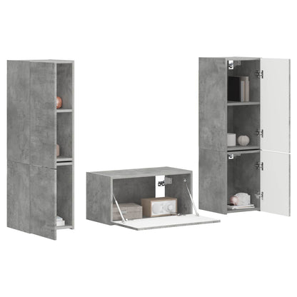Set mobile TV 5 pcs Grigio cemento Legno multistrato