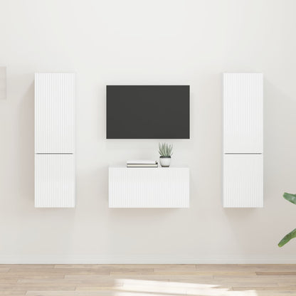 Set mobile TV 5 pcs Bianco Lucido Legno multistrato