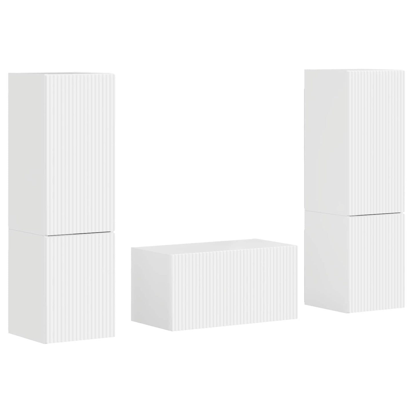 Set mobile TV 5 pcs Bianco Lucido Legno multistrato