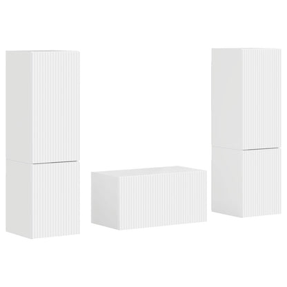 Set mobile TV 5 pcs Bianco Lucido Legno multistrato