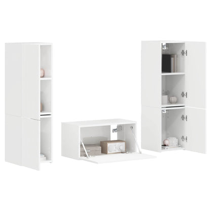 Set mobile TV 5 pcs Bianco Lucido Legno multistrato