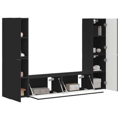 Set mobile TV 6 pcs Nero Legno multistrato