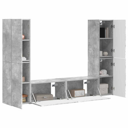 Set mobile TV 6 pcs Grigio cemento Legno multistrato
