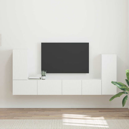 Set mobile TV 4 pcs Bianco Legno multistrato