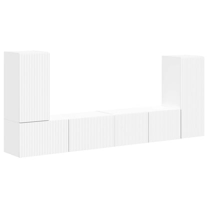 Set mobile TV 4 pcs Bianco Legno multistrato