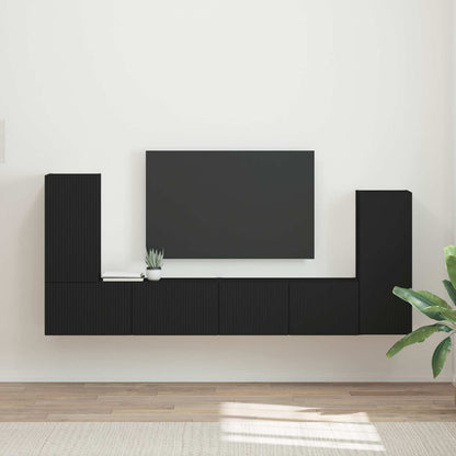 Set mobile TV 4 pcs Nero Legno multistrato