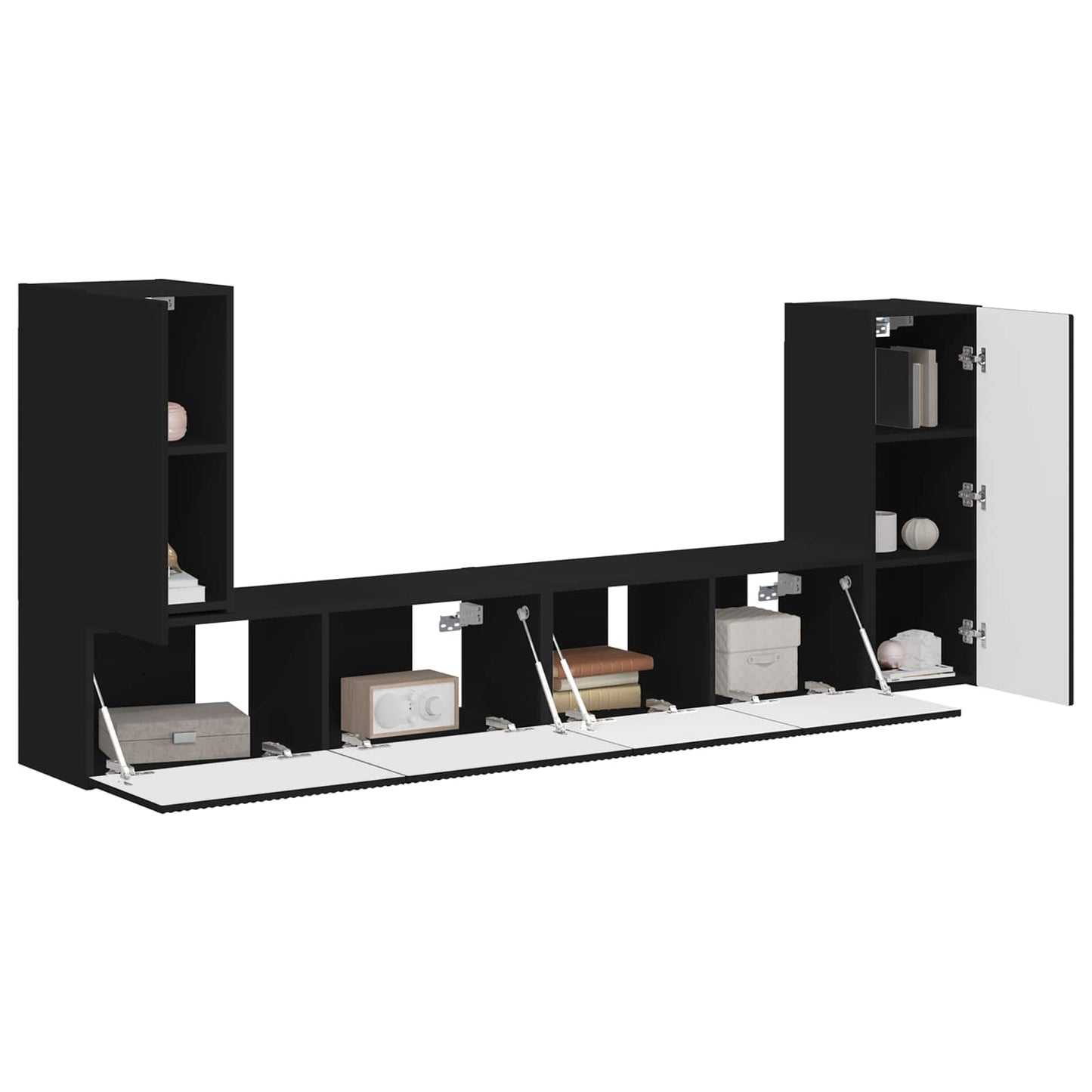 Set mobile TV 4 pcs Nero Legno multistrato