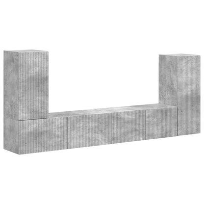 Set mobile TV 4 pcs Grigio cemento Legno multistrato