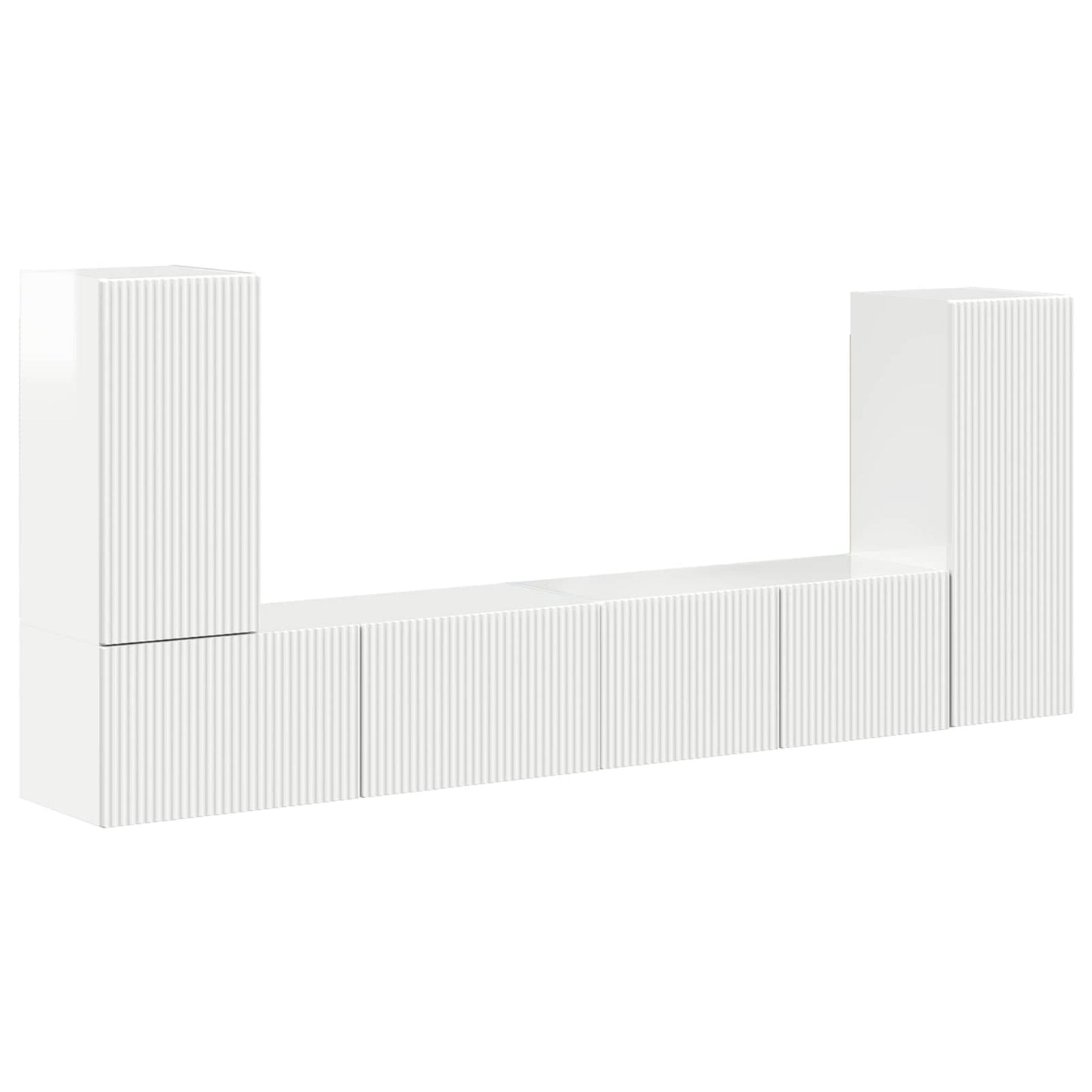Set mobile TV 4 pcs Bianco Lucido Legno multistrato