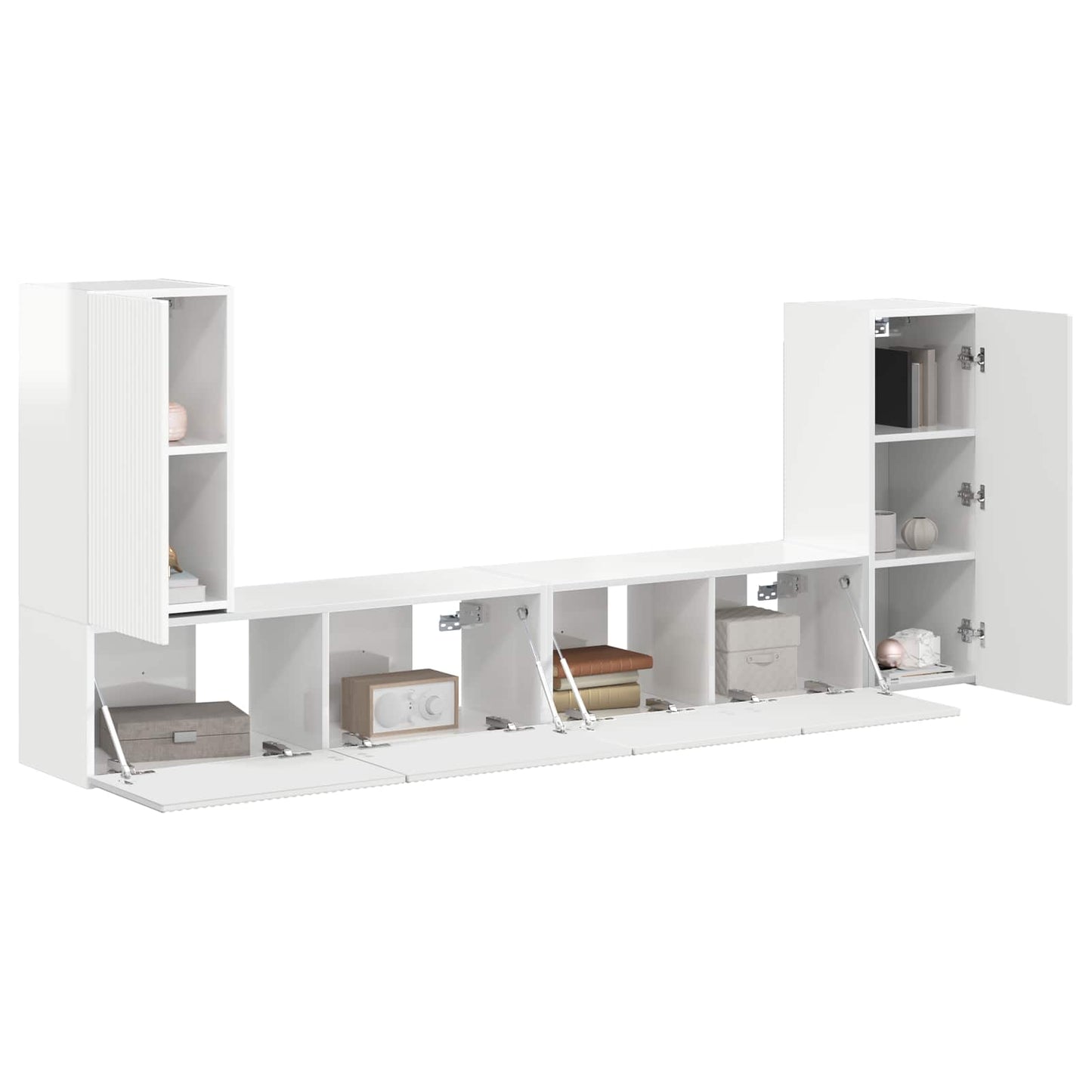 Set mobile TV 4 pcs Bianco Lucido Legno multistrato